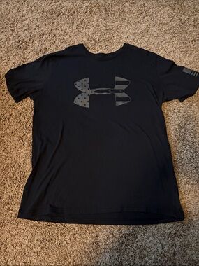 Under Armour Black Short Sleeve Tee with Flag Logo